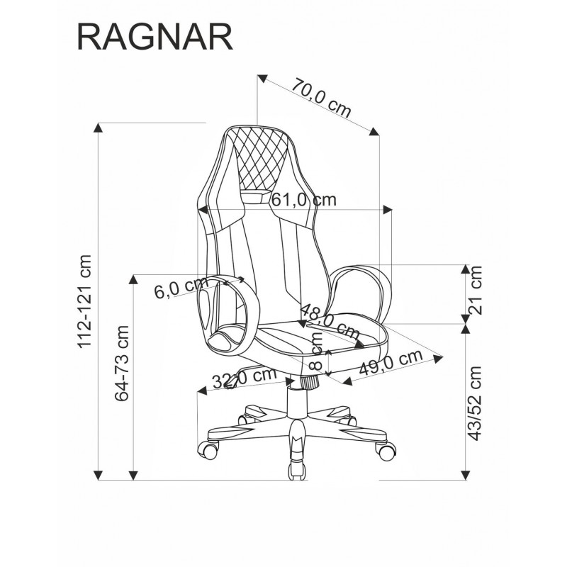 Fotel RAGNAR gabinetowy czarny / czerwony Halmar