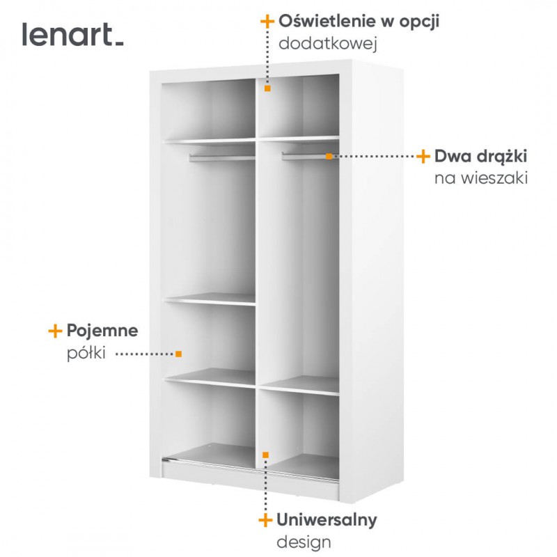 Szafa przesuwna dwudrzwiowa ARTI AR-19 - 2d - biały Lenart