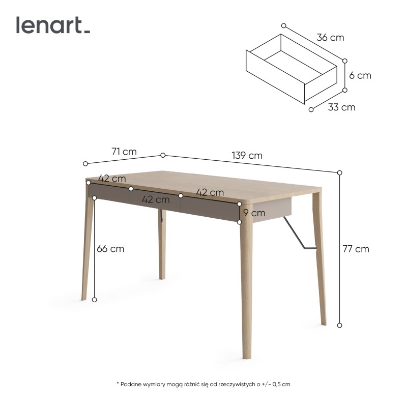 Biurko MATCH MK-01 dąb jasny/beż Lenart