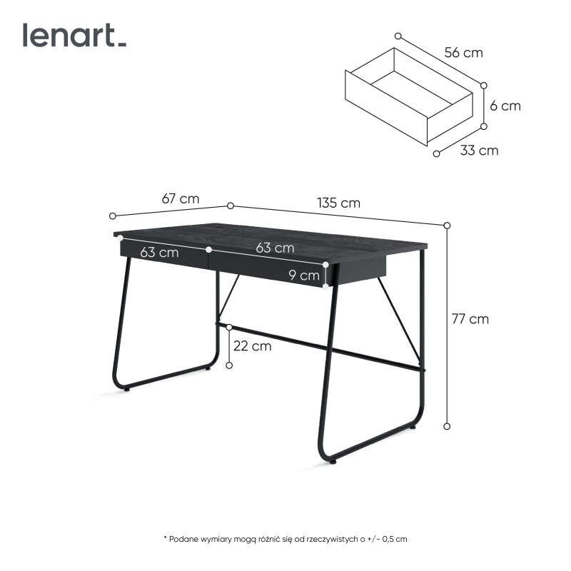 Biurko MATCH MB-01 czarne Lenart