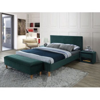 ŁÓŻKO AZURRO VELVET 140X200 KOLOR ZIELONY/DĽB TAPICERKA BLUVEL 78
