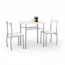 Stół z krzesłami (2 szt.) LANCE biały/metal Halmar