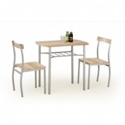 Stół z krzesłami (2 szt.) LANCE dąb sonoma/metal Halmar