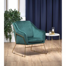SOFT 3 fotel wypoczynkowy złoty stelaż, ciemny zielony