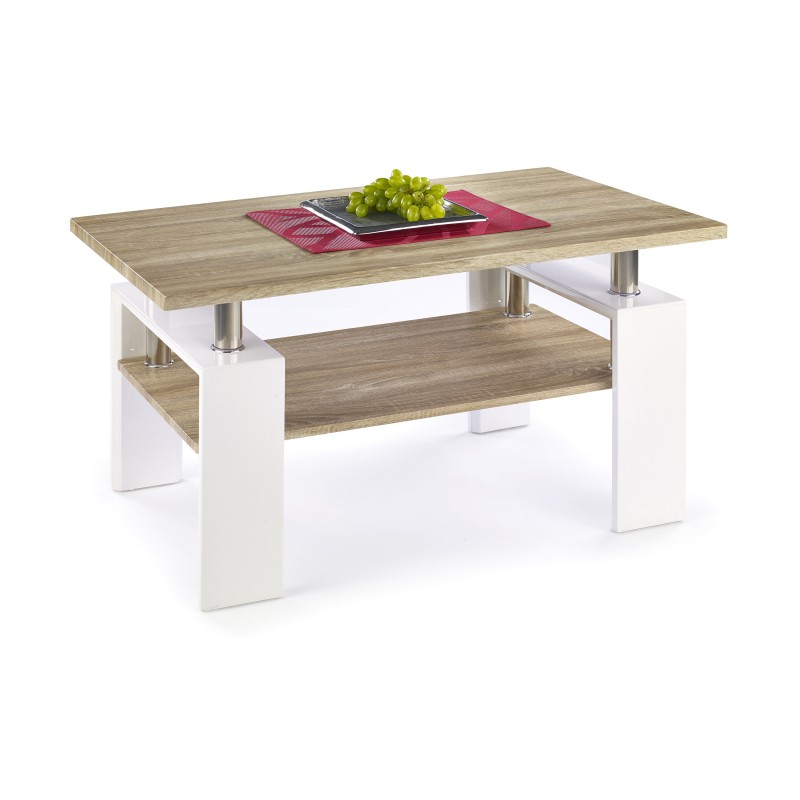 DIANA H MDF ława blat i półka dąb sonoma / nogi biały DIANA H MDF ława blat i półka dąb sonoma / nogi biały
