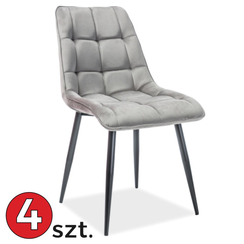 Krzesło Chic Velvet komplet 4 szt. czarny stelaż Signal
