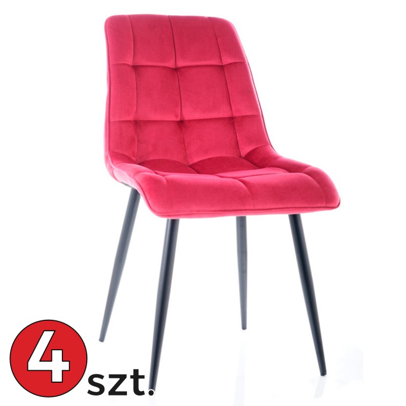 Krzesło Chic Velvet komplet 4 szt. czarny stelaż Signal