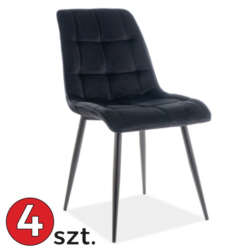 Krzesło Chic Velvet komplet 4 szt. czarny stelaż Signal