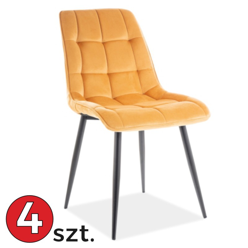 Krzesło Chic Velvet komplet 4 szt. czarny stelaż Signal