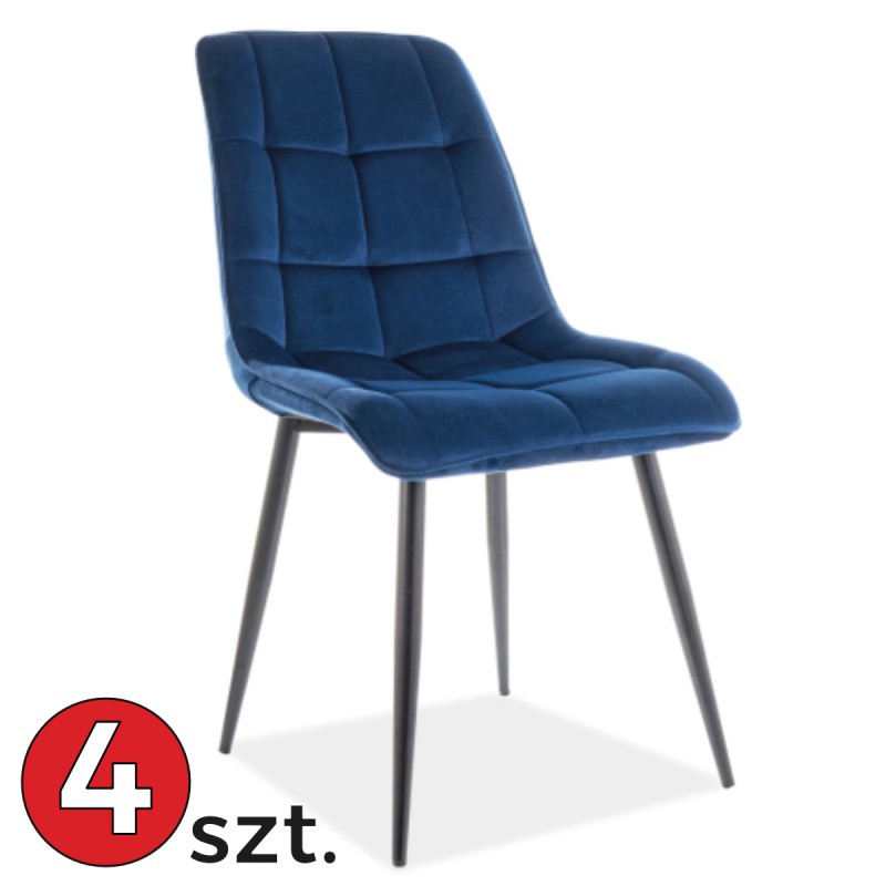 Krzesło Chic Velvet komplet 4 szt. czarny stelaż Signal