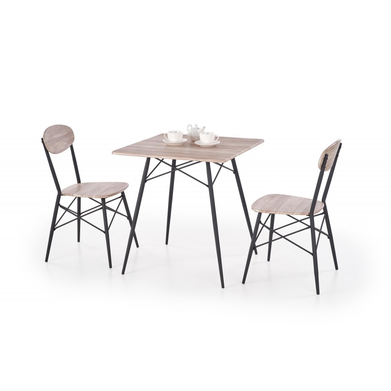 Stół z krzesłami (2 szt.) KABIR dąb san remo/czarny Halmar