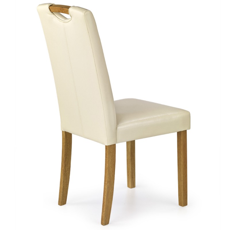 Krzesło drewniane tapicerowane CARO kremowe Halmar