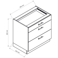 Szafka kuchenna dolna z szufladami 80cm OSCAR biała D80S/3 Stolkar