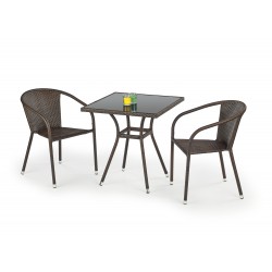MOBIL stół ogrodowy, kolor: szkło - czarny, ratan - c.brąz 