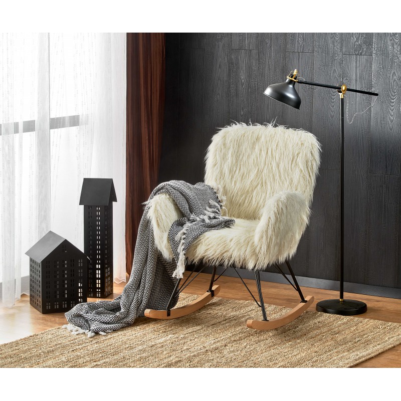 Fotel wypoczynkowy AUSTIN kremowy / czarny / naturalny Halmar
