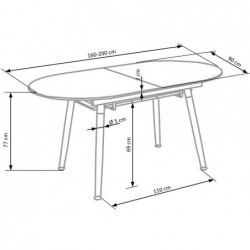 Stół rozkładany CALIBER-DEF biały mieszany / dąb san remo Halmar