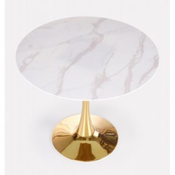 Stół rozkładany CASEMIRO blat - biały marmur noga - złoty Halmar
