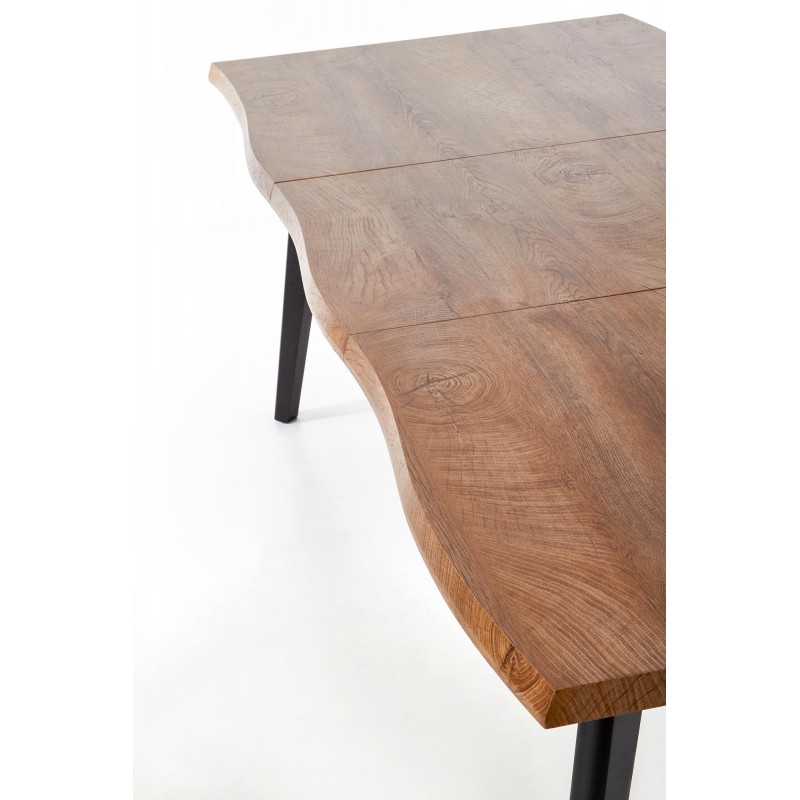 Stół rozkładany DICKSON 120-180/80 cm blat - naturalny nogi - czarny Halmar