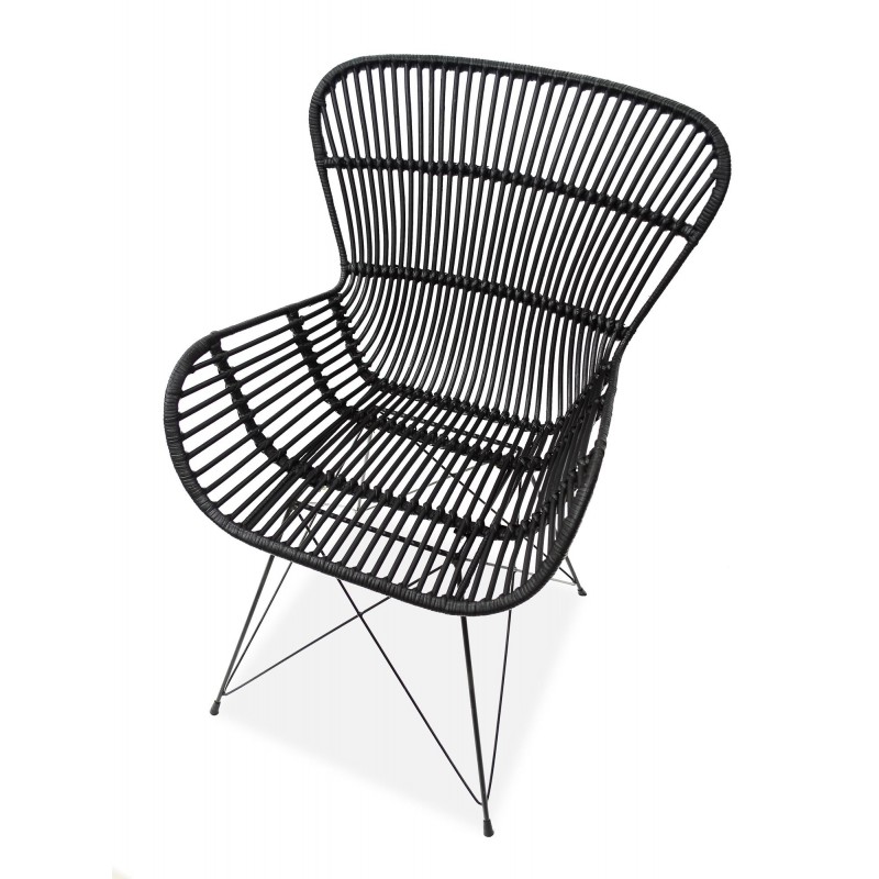 Krzesło metalowe K335 rattan czarny Halmar