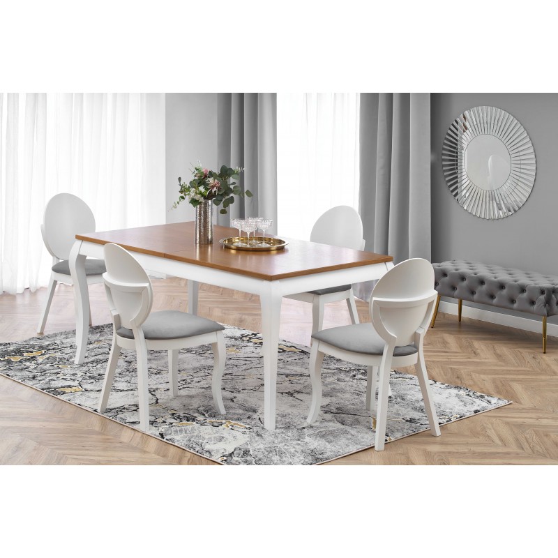 Stół rozkładany WINDSOR 160-240x90x76 cm kolor ciemny dąb/biały Halmar