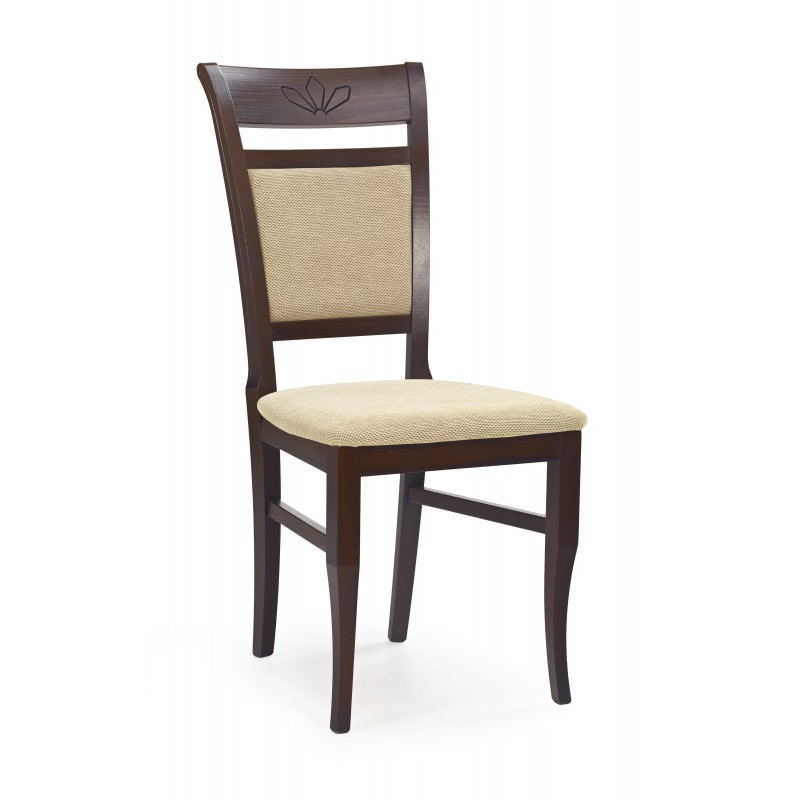 JAKUB krzesło ciemny orzech / tap: Torent Beige JAKUB krzesło ciemny orzech / tap: Torent Beige