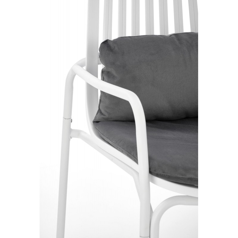 MELBY fotel wypoczynkowy, stelaż - biały, tapicerka - popielaty Halmar