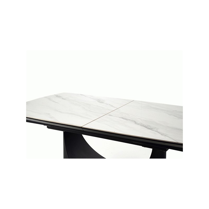 OSMAN stół rozkładany, biały marmur / czarny Halmar