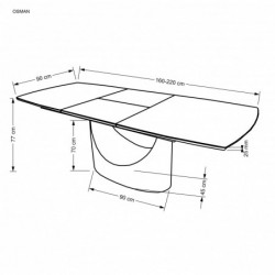 OSMAN stół rozkładany, biały marmur / czarny Halmar