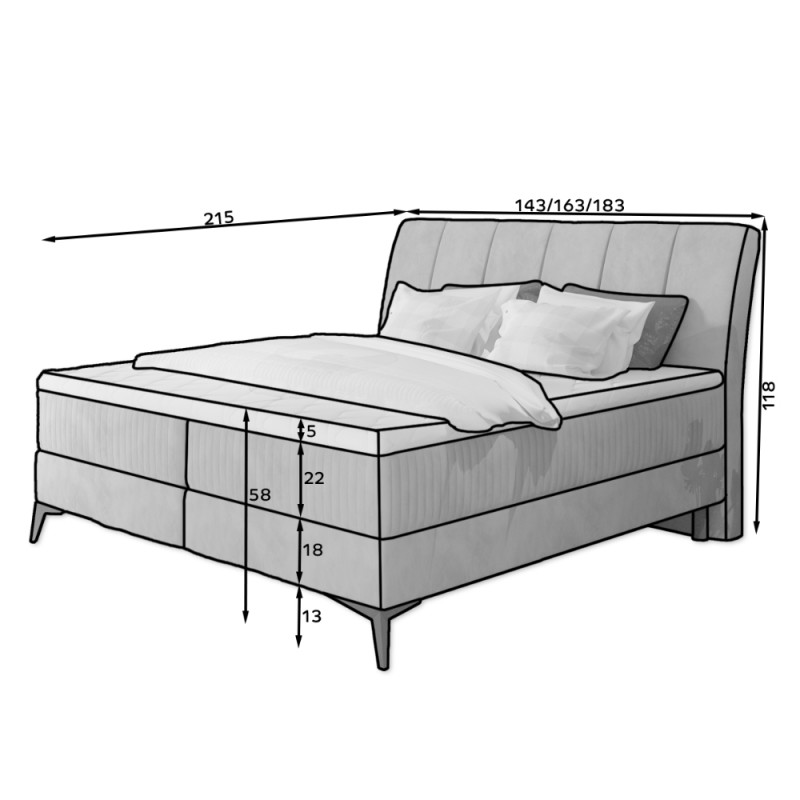 Łóżko kontynentalne Aderito 140x200 cm Eltap