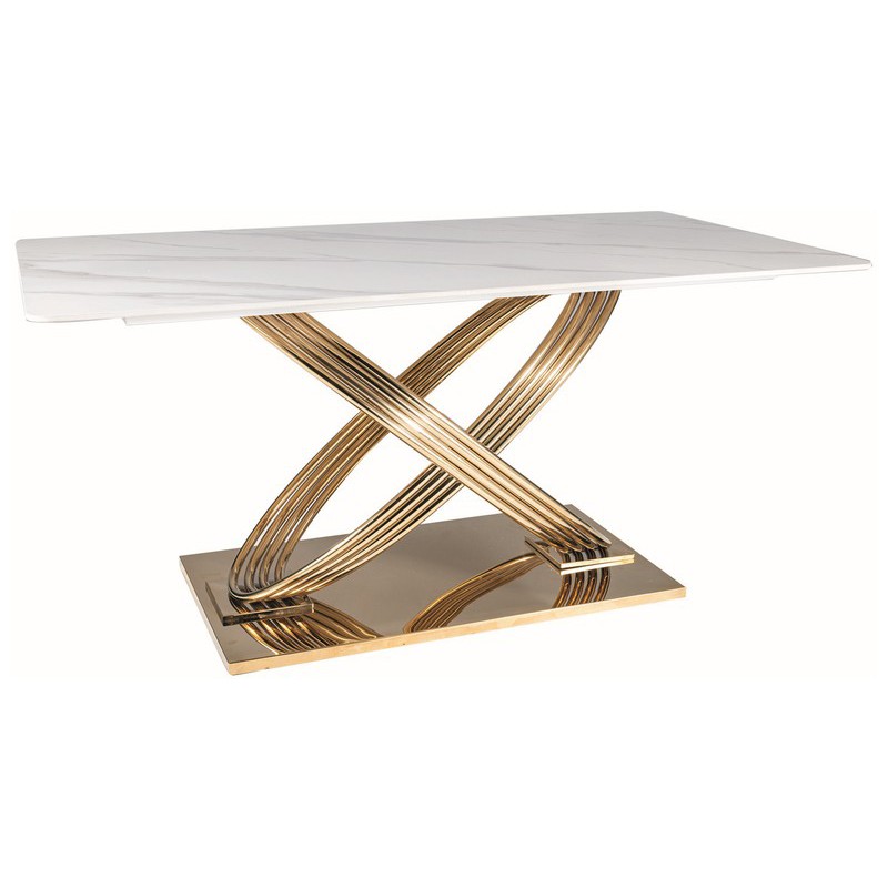 Stół Hermes Biały (Efekt Marmuru)/Złoty 160X90 Signal