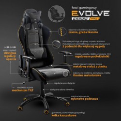 Fotel EVOLVE PRO Gaming gabinetowy czarno-szarobeżowy-pomarańczowy Halmar